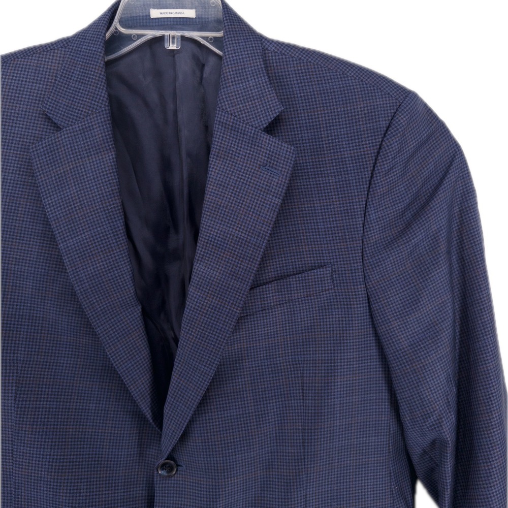Peter Millar Mens 46R 100% Wool Sport Coat Blue Micro Check Blazer 2 Button
